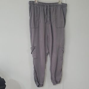 C&C California Women's Large Charcoal Cargo Pants 100% lyocell